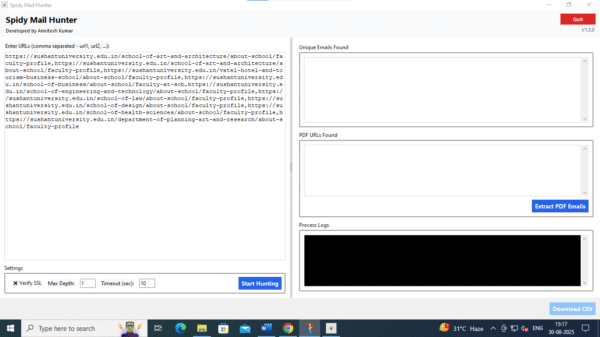 Email Extraction Software Spidy mail hunter at work